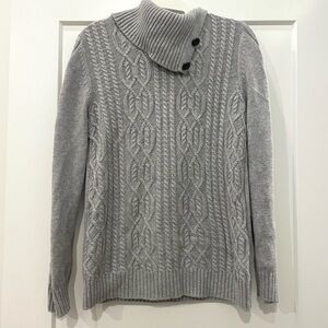 G.H. Bass Light Gray Cable-Knit Sweater — Size Medium M - Cotton Blend Classic